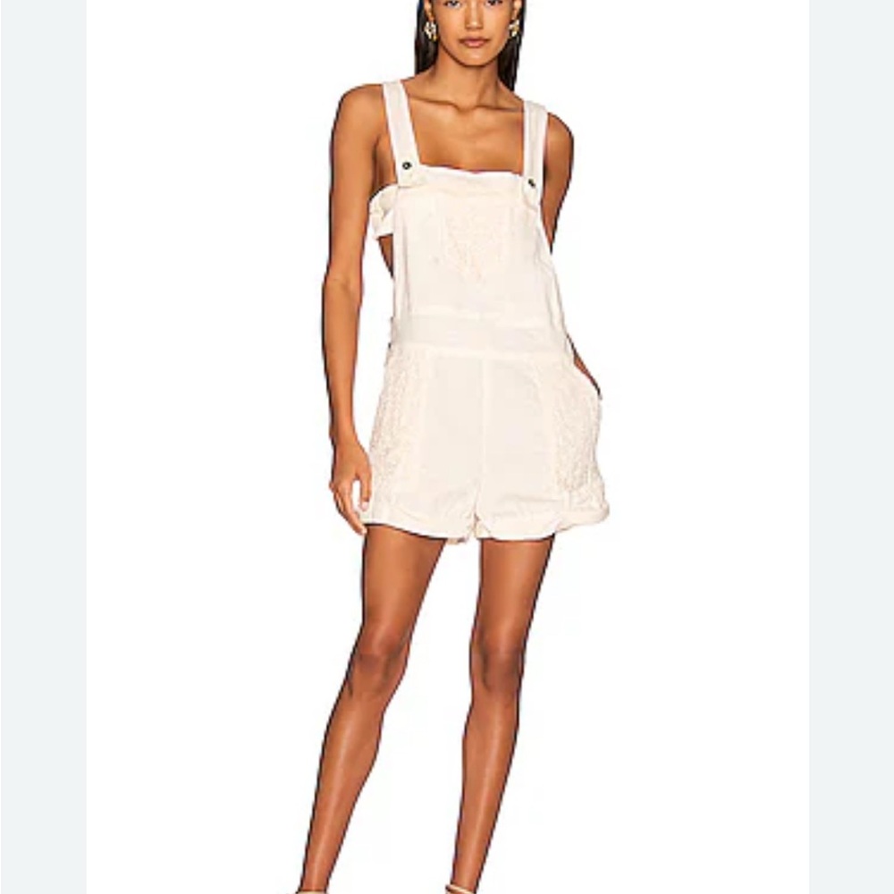 Jen’s Pirate Booty Dandelion Crochet overalls from Free People White romper boho
